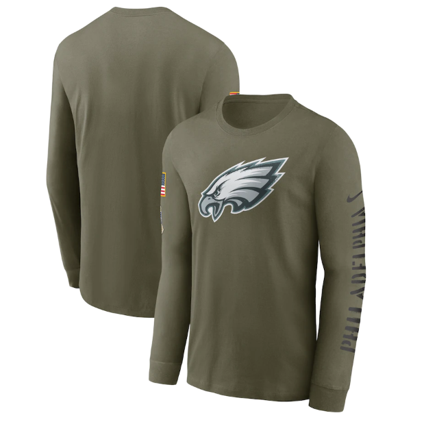 Men's Philadelphia Eagles Olive 2022 Salute to Service Long Sleeve T-Shirt